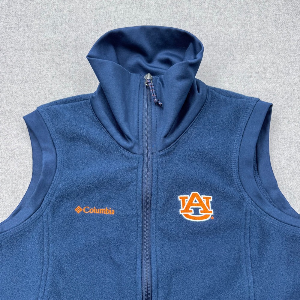 Auburn University Tigers Columbia Fleece Vest Sz M Blue Full Zip Pockets - Picture 6 of 13